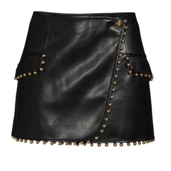 $425 JONATHAN SIMKHAI "Clayton" Studded Vegan Leather Mini Skirt NWOT/sz M - Picture 3 of 16